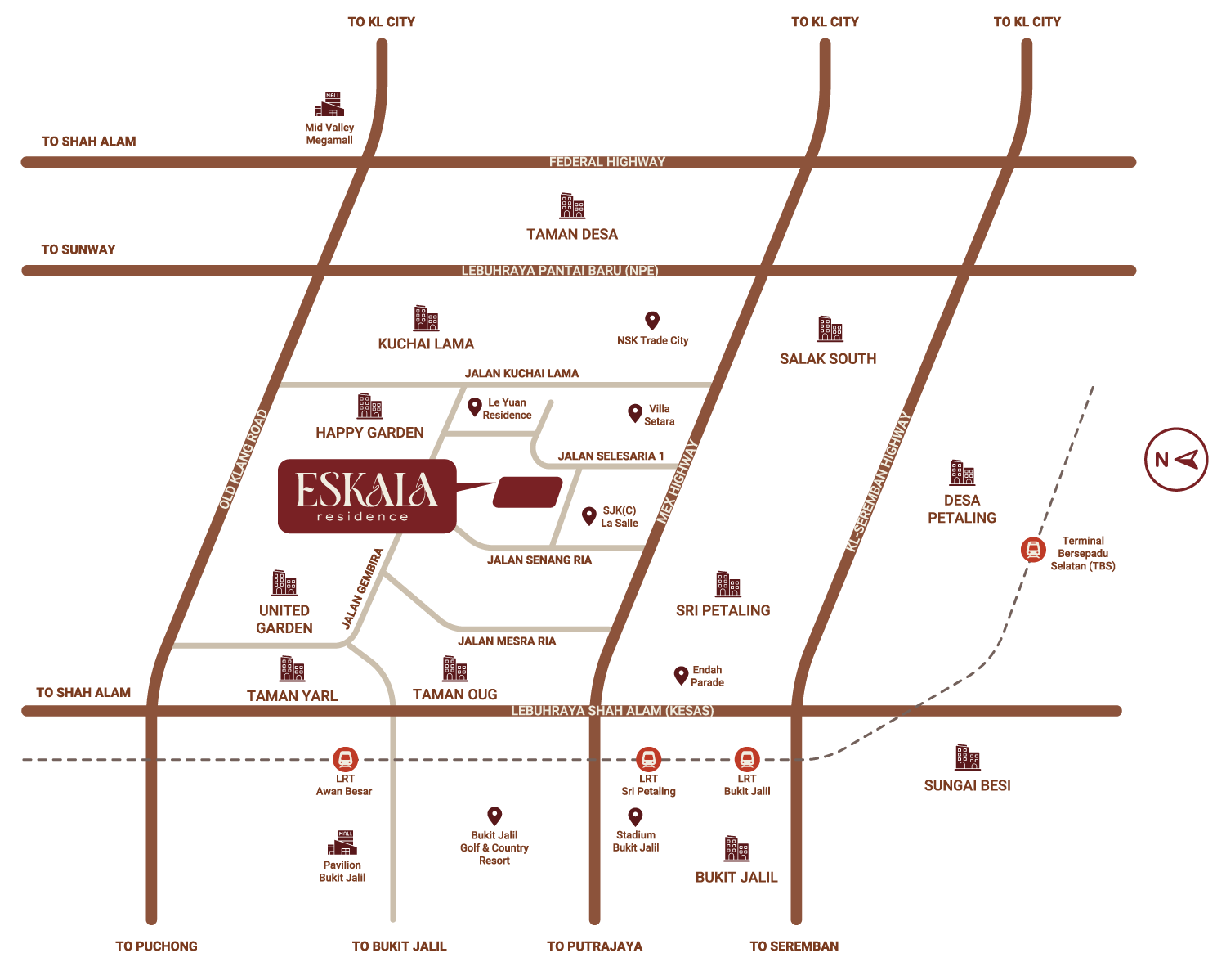 Location map — Eskala Residence, Kuchai Lama